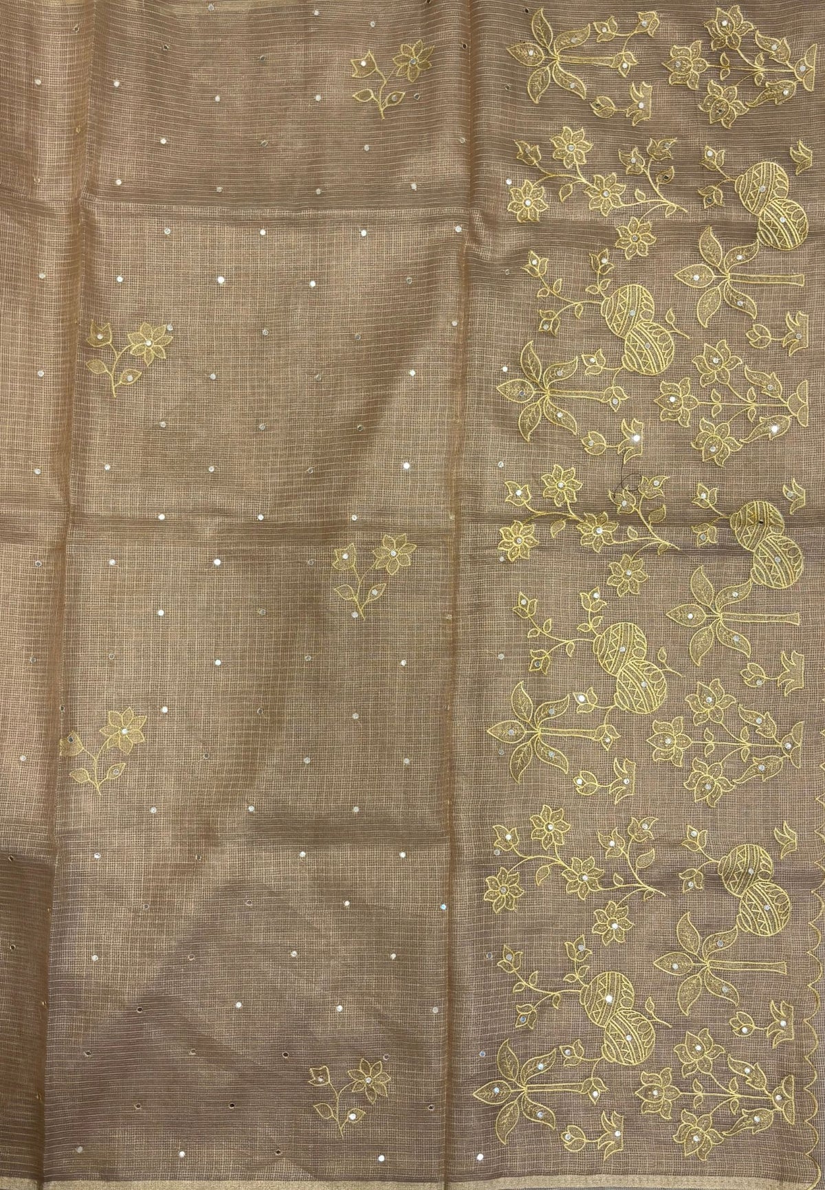Kota Saree-Sandal In Floral Applique Border