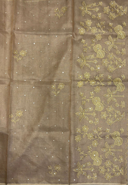 Kota Saree-Sandal In Floral Applique Border