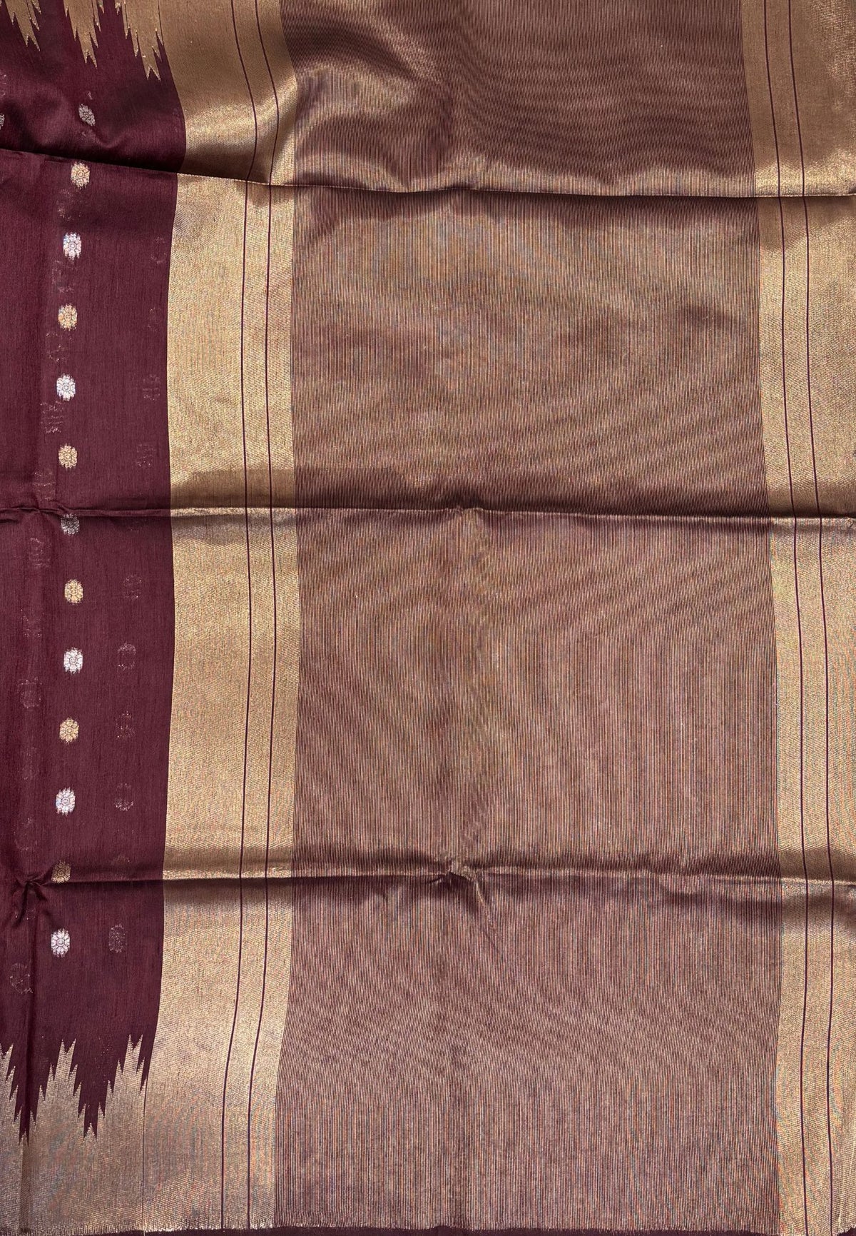 Semi Raw Silk Saree-Maroon In Tower Zari Border