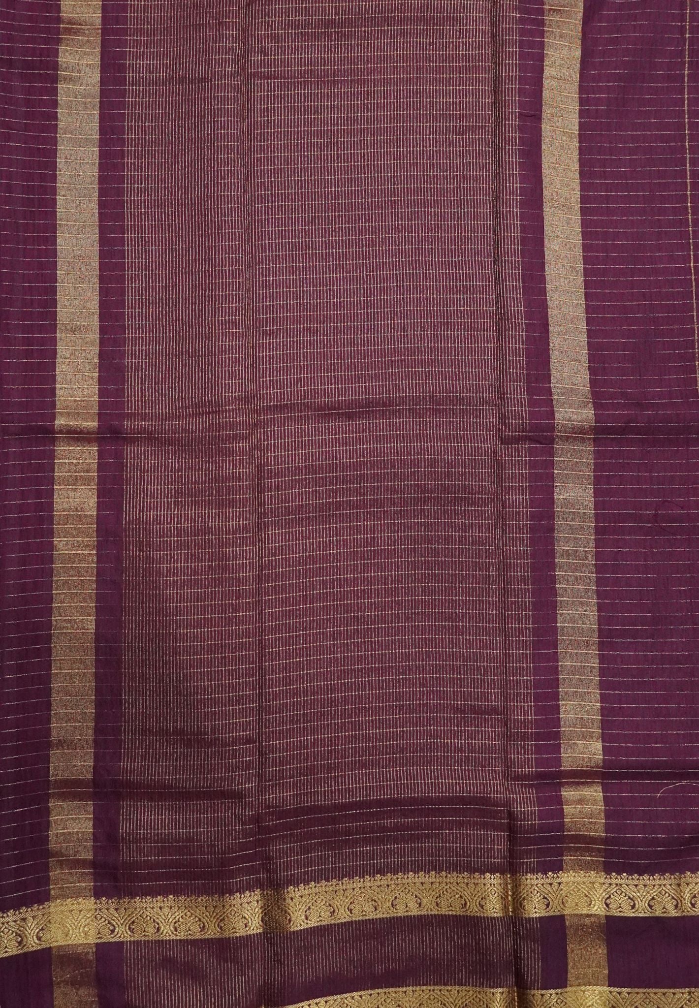 Semi Raw Silk Saree – Classic Zari Stripes - Maroon
