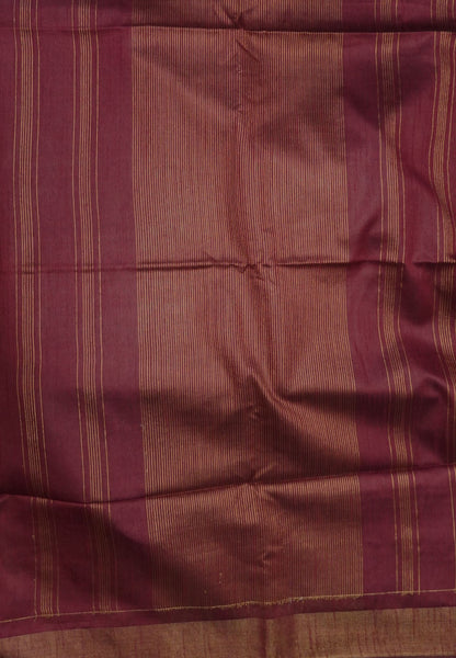 Semi Raw Silk Saree-Maroon in Checked Zari