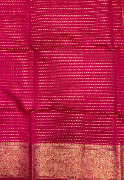 Handloom Cotton Saree-Rani Pink in 1000 Butta Pattern