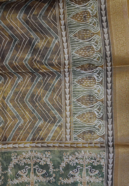 Tissue Kota Saree-Dark Mehandi