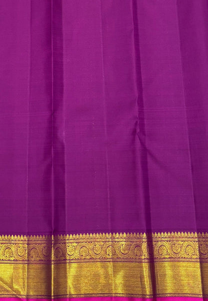 Pure Kanchipuram Silk-Lotus Pink in Paisley Butta Zari with Contrast Border