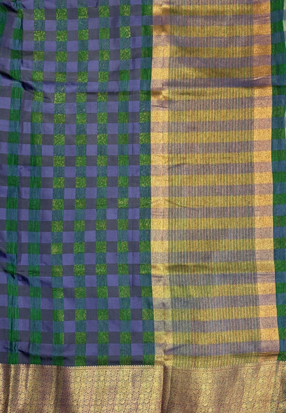 Bamboo Tussar Saree-Grass Green In Palum Pazhamum Border