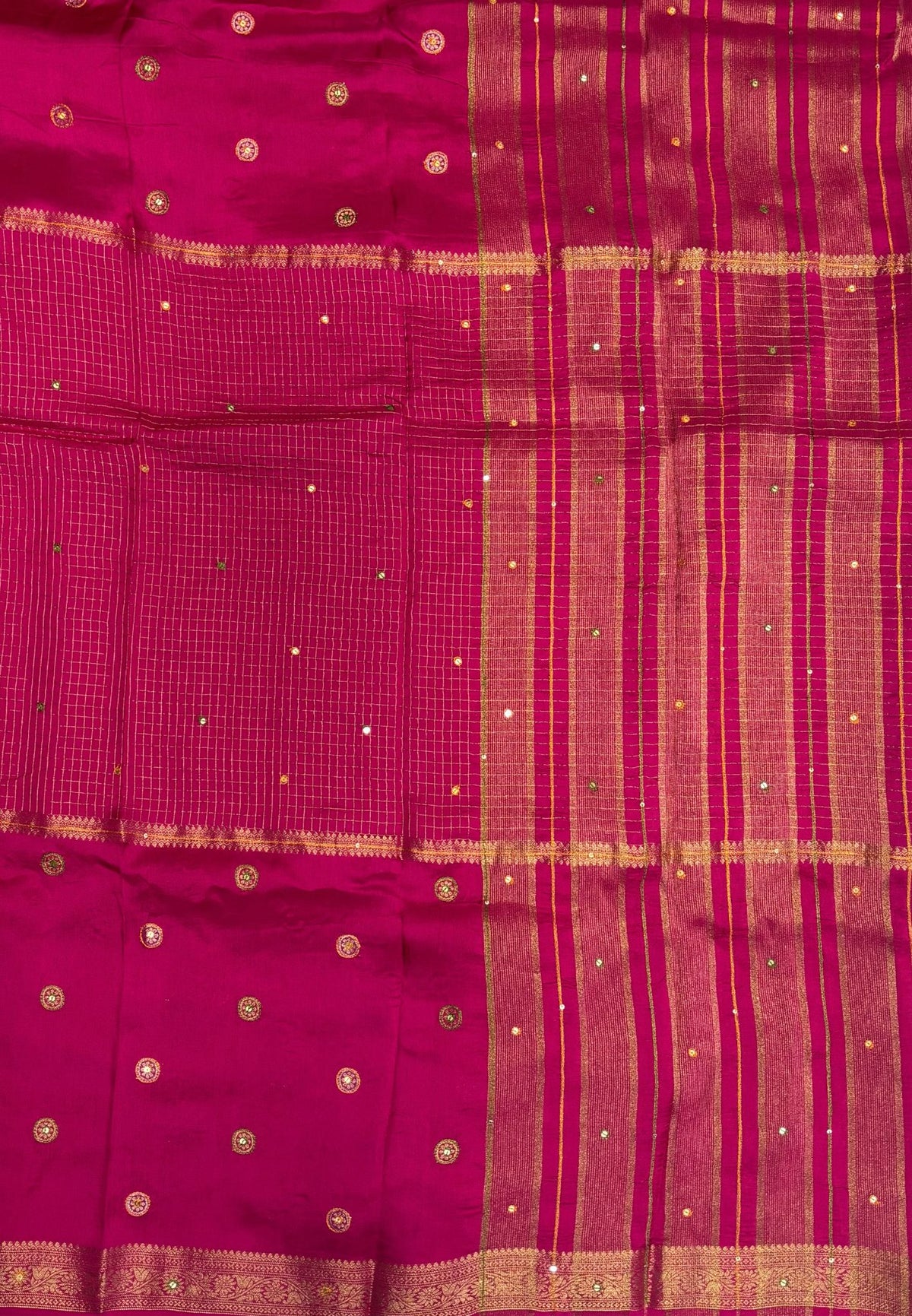 Viscose Saree-Rani Pink In Fine Stripe Zari Border