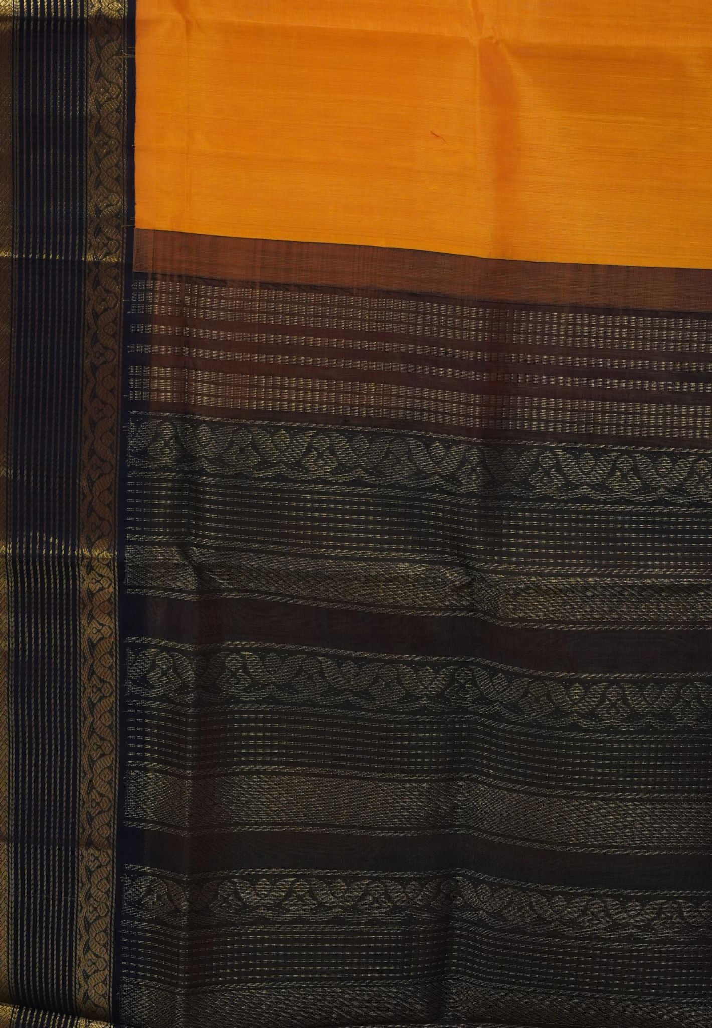 Pure Silk Cotton Saree-Mango Yellow with contrast Border
