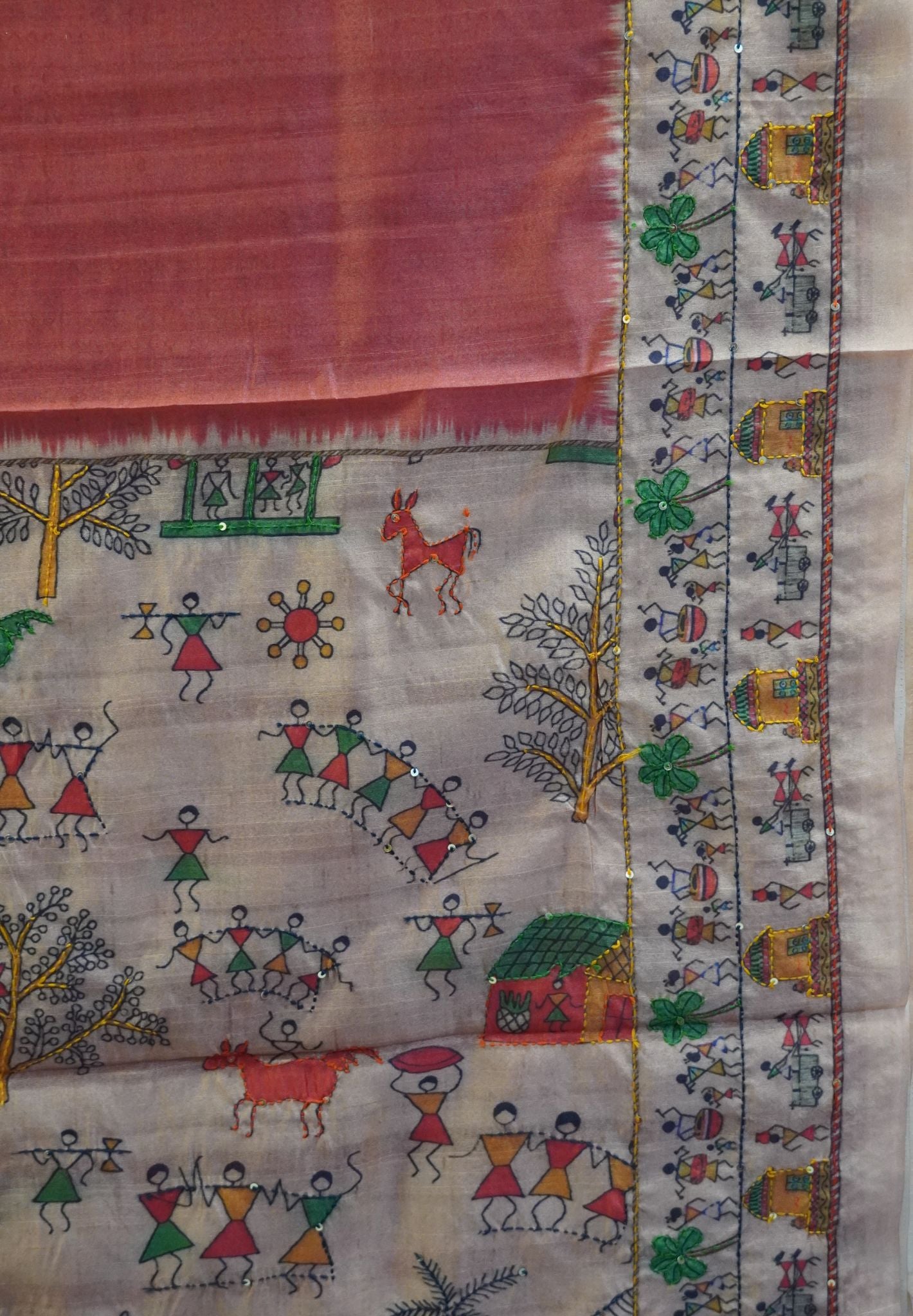 Semi Tussar Saree - Orange