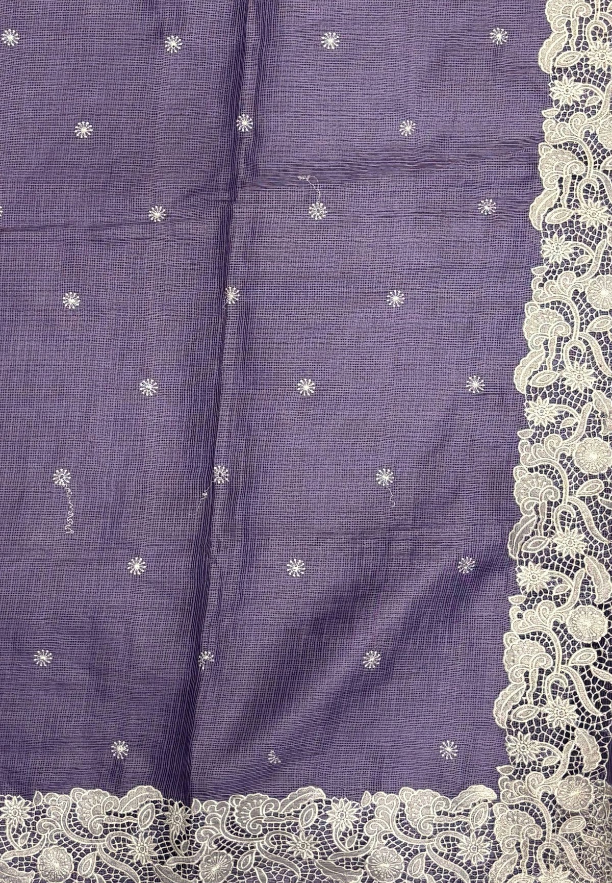 Kota Saree-Lavender In Floral Jaali Lace Border