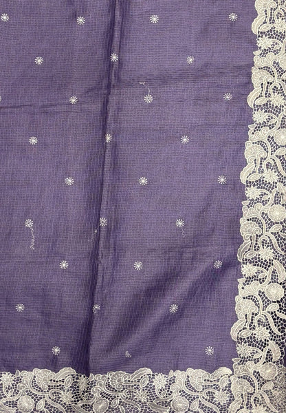 Kota Saree-Lavender In Floral Jaali Lace Border