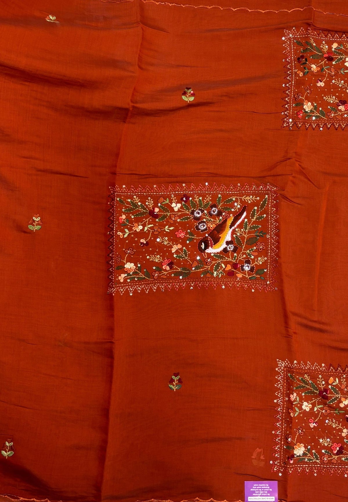 Muslin Saree-Honey In Parrot Motif Border