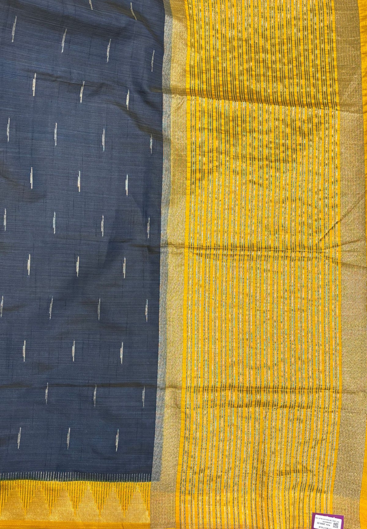 Semi Tussar Saree-Peacock Blue in Tower Pattern Border