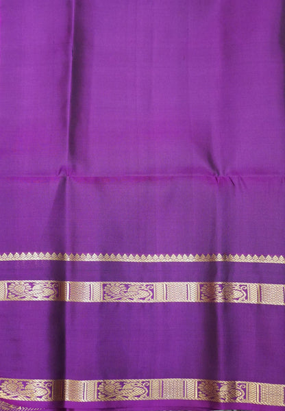 Pure Kanchipuram Silk Saree with Contrast Retapet Border Beige-Wine