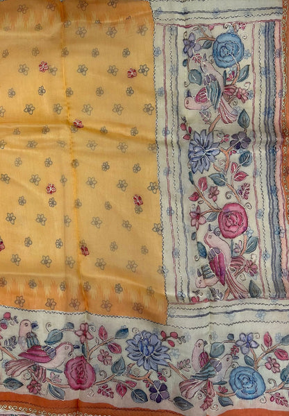 Pure Organza Saree-Dark Pale In Floral Vine Zari Border