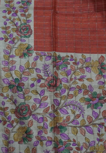 Semi Tussar Saree-Honey