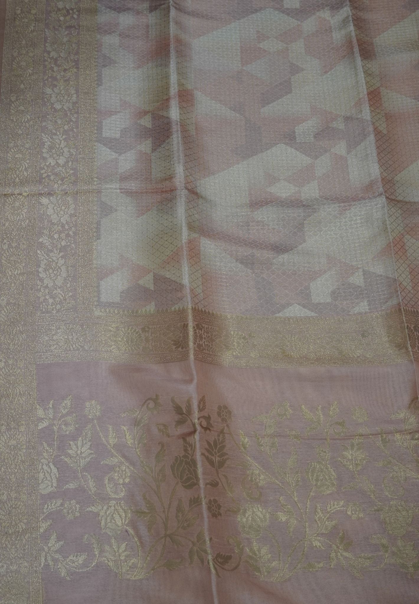 Soft Tussar Saree - Baby Orange Tring