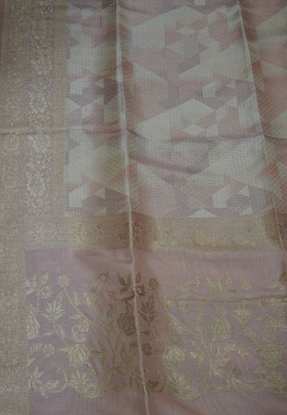Soft Tussar Saree - Baby Orange Tring