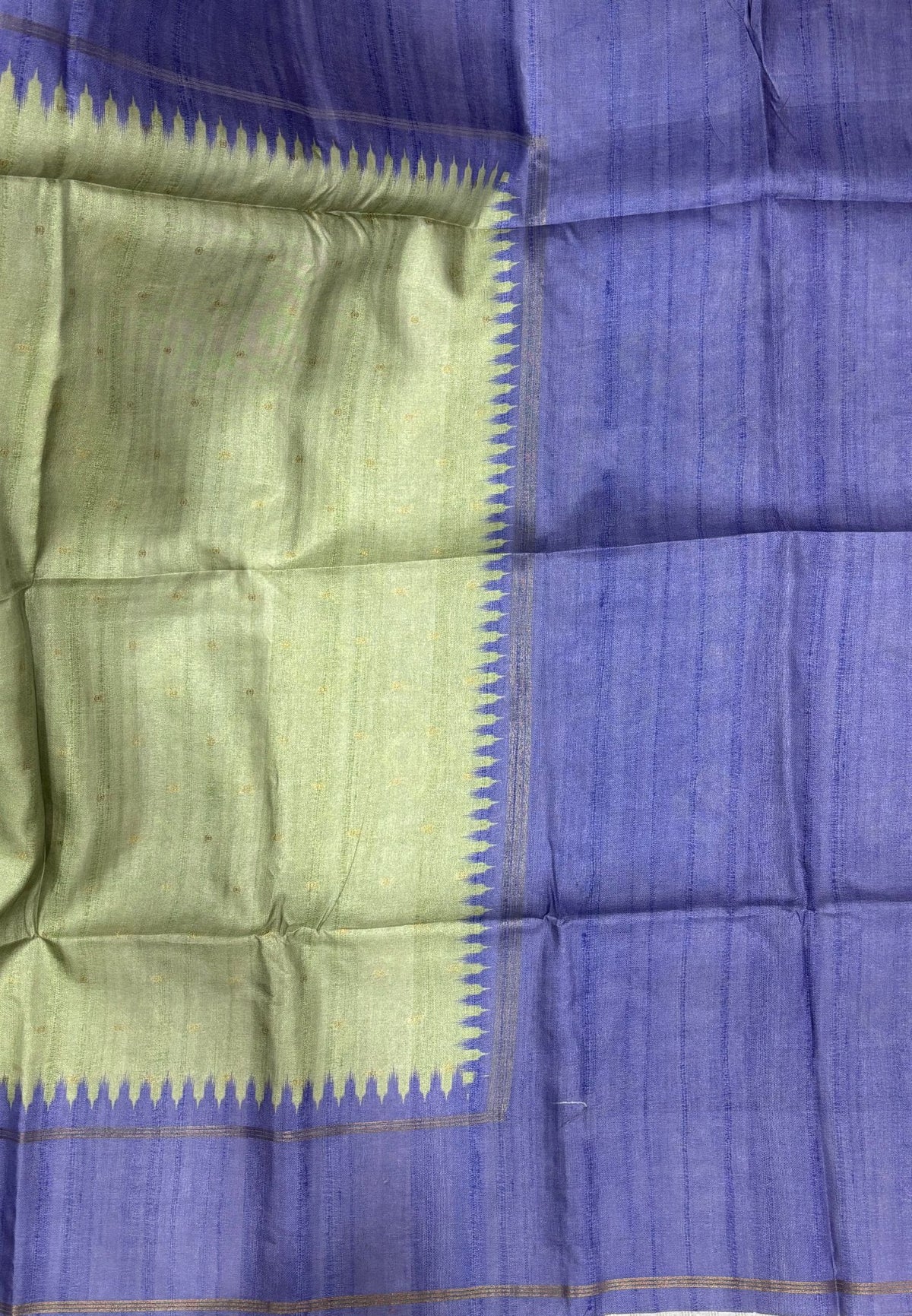 Semi Tussar Saree-Pista Green with Plain Zari Border