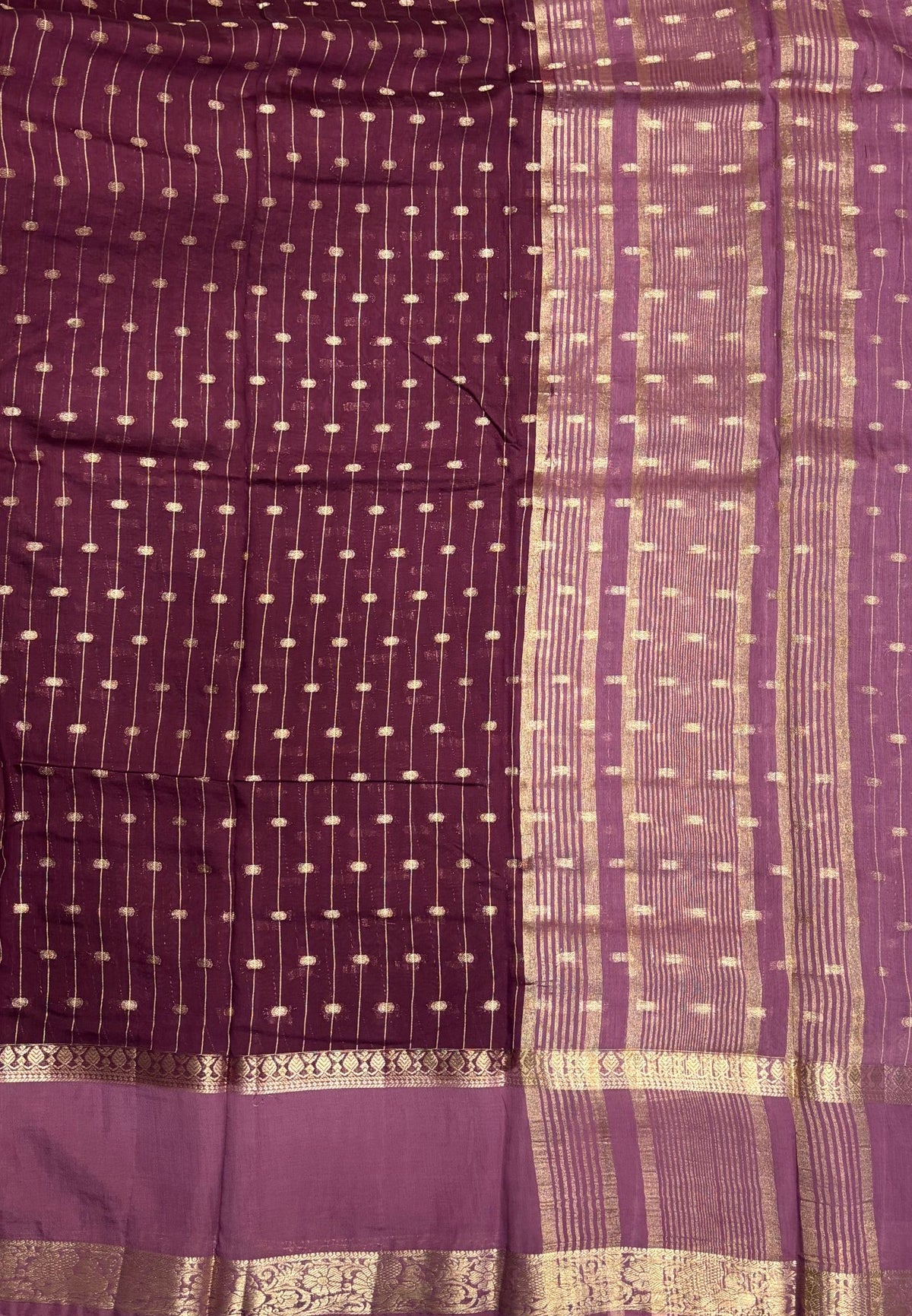 Banarasi Tussar Saree-Wine in Retpet Zari Border
