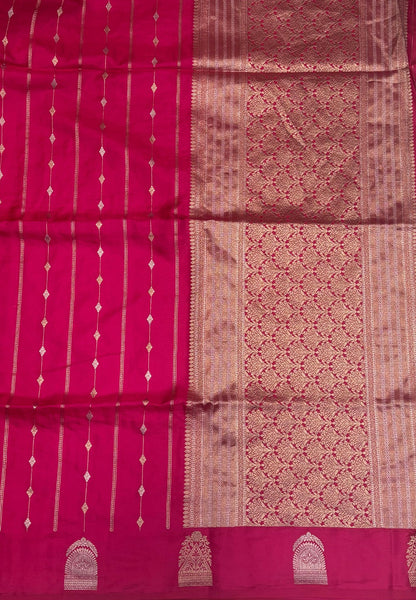 Gaji Silk Saree-Rani Pink with Jumka Zari Butta