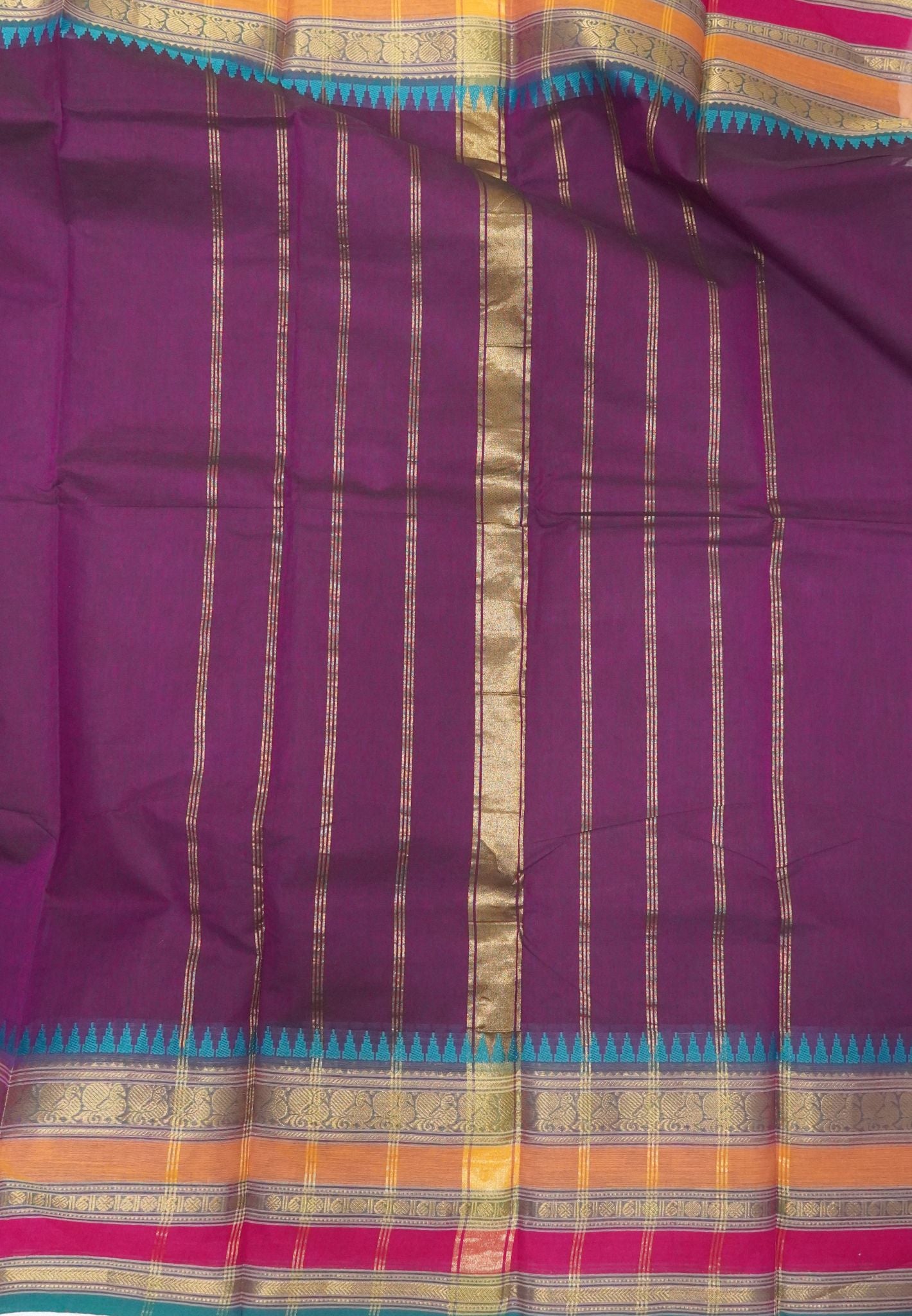 Chettinadu Cotton Saree-Wine with Varisapet Border