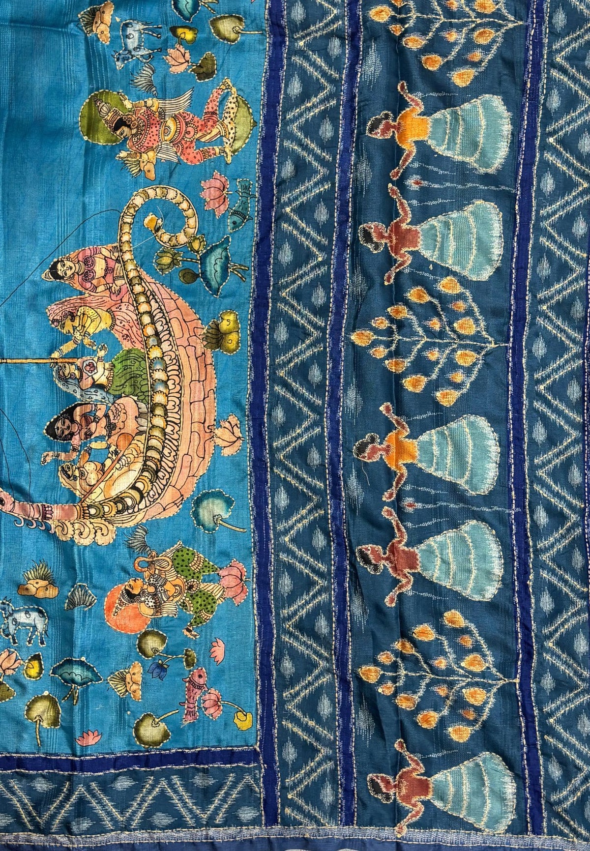 Dola Saree-Sky Blue In Figurative Tribal Motif Border