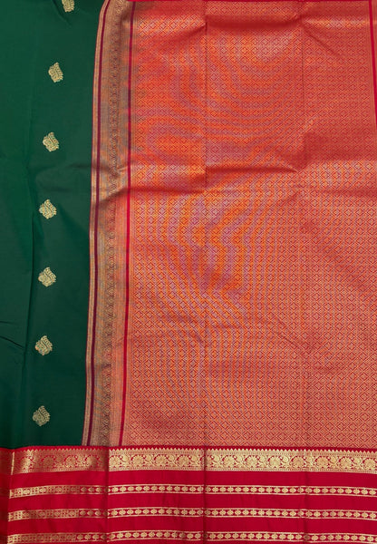 Budget Kanchipuram Saree-Green with Contrast Border