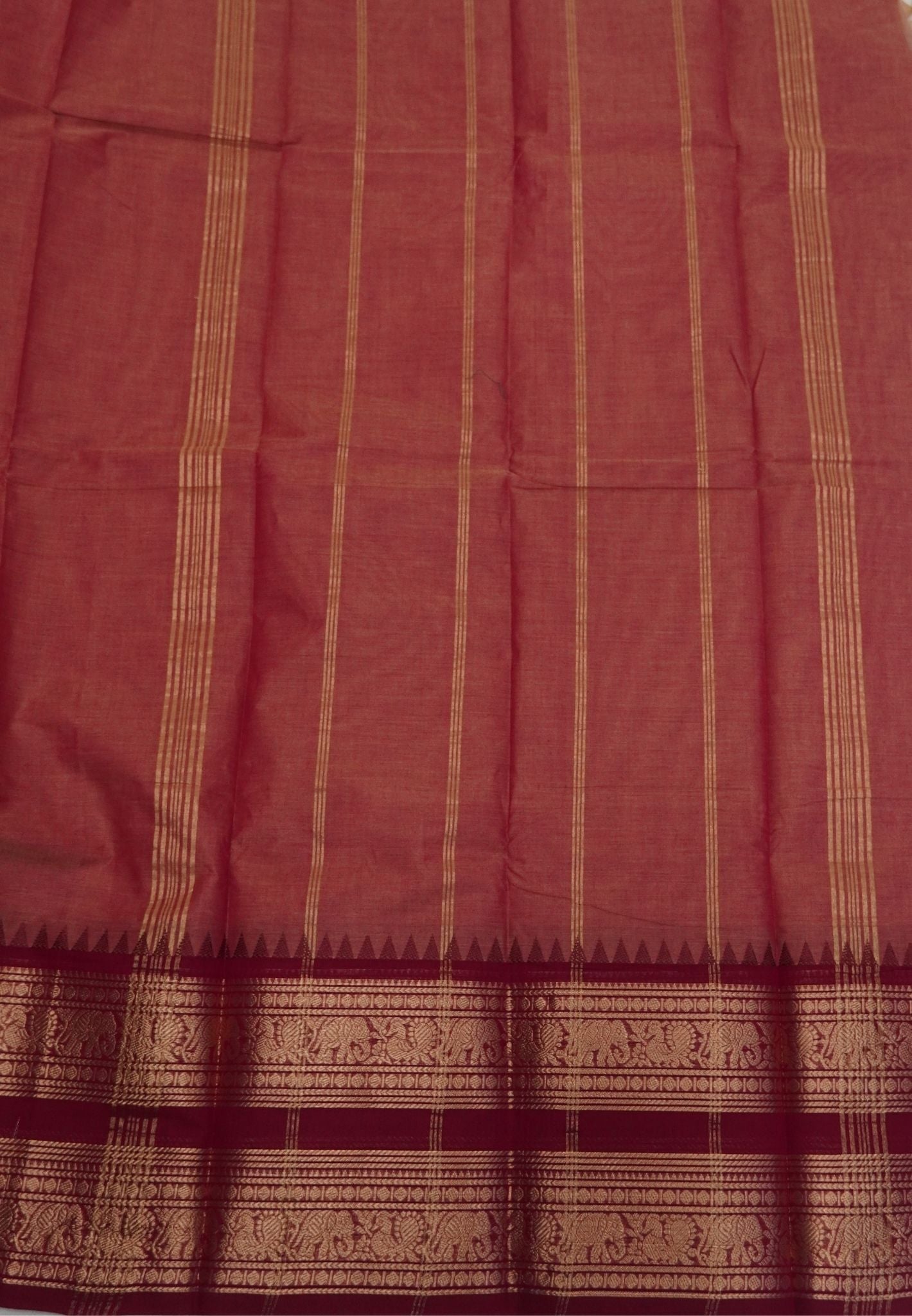 Chettinadu Cotton Saree-Pink with Elephant Big Border