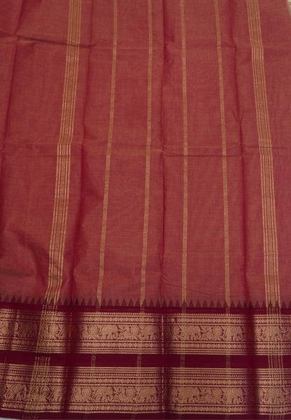 Chettinadu Cotton Saree-Pink with Elephant Big Border
