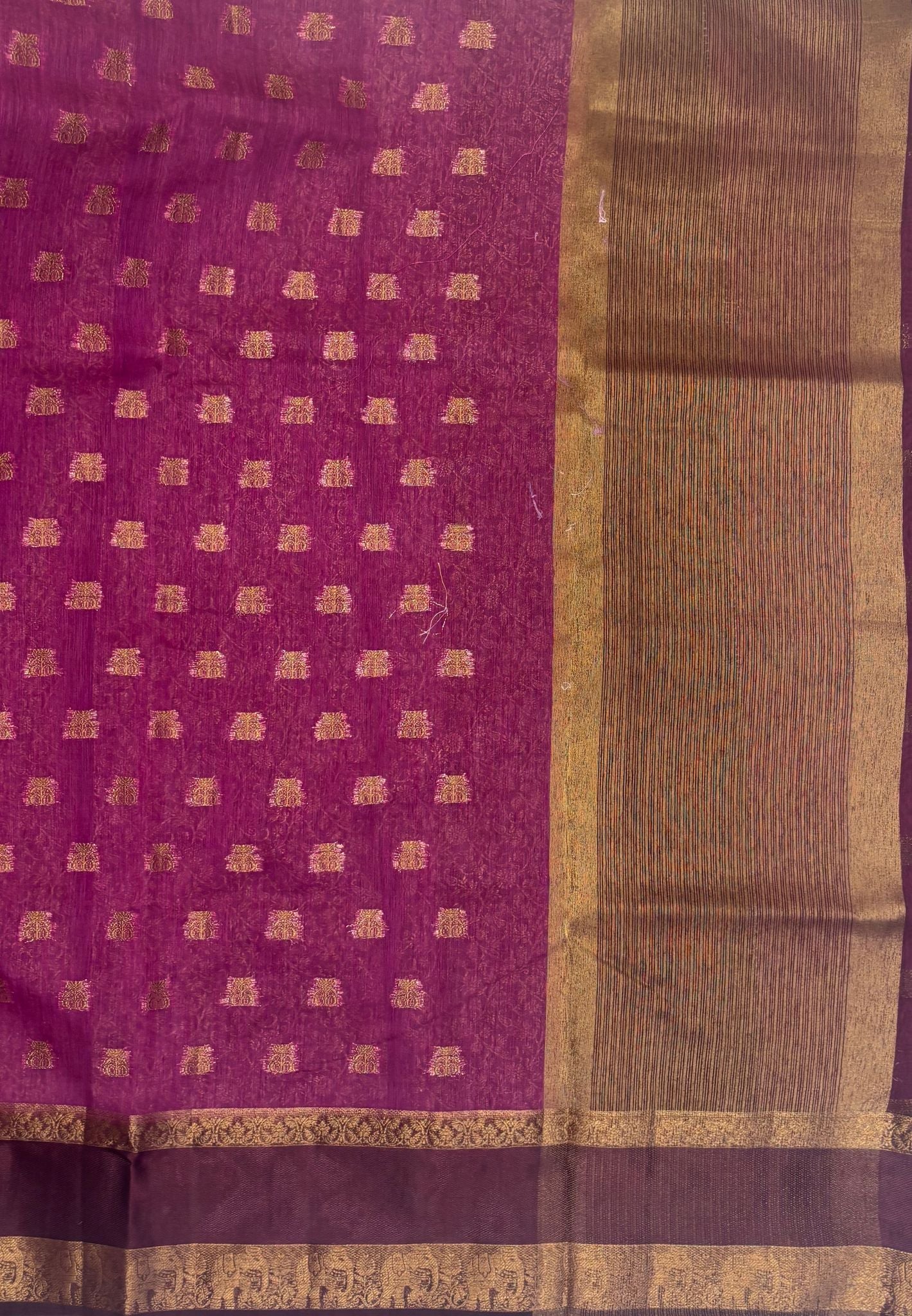 Bamboo Silk Saree-Purple-Brown Retpet Border