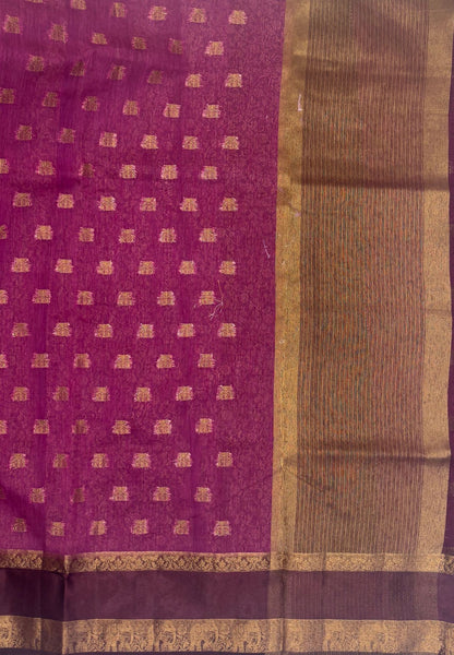 Bamboo Silk Saree-Purple-Brown Retpet Border