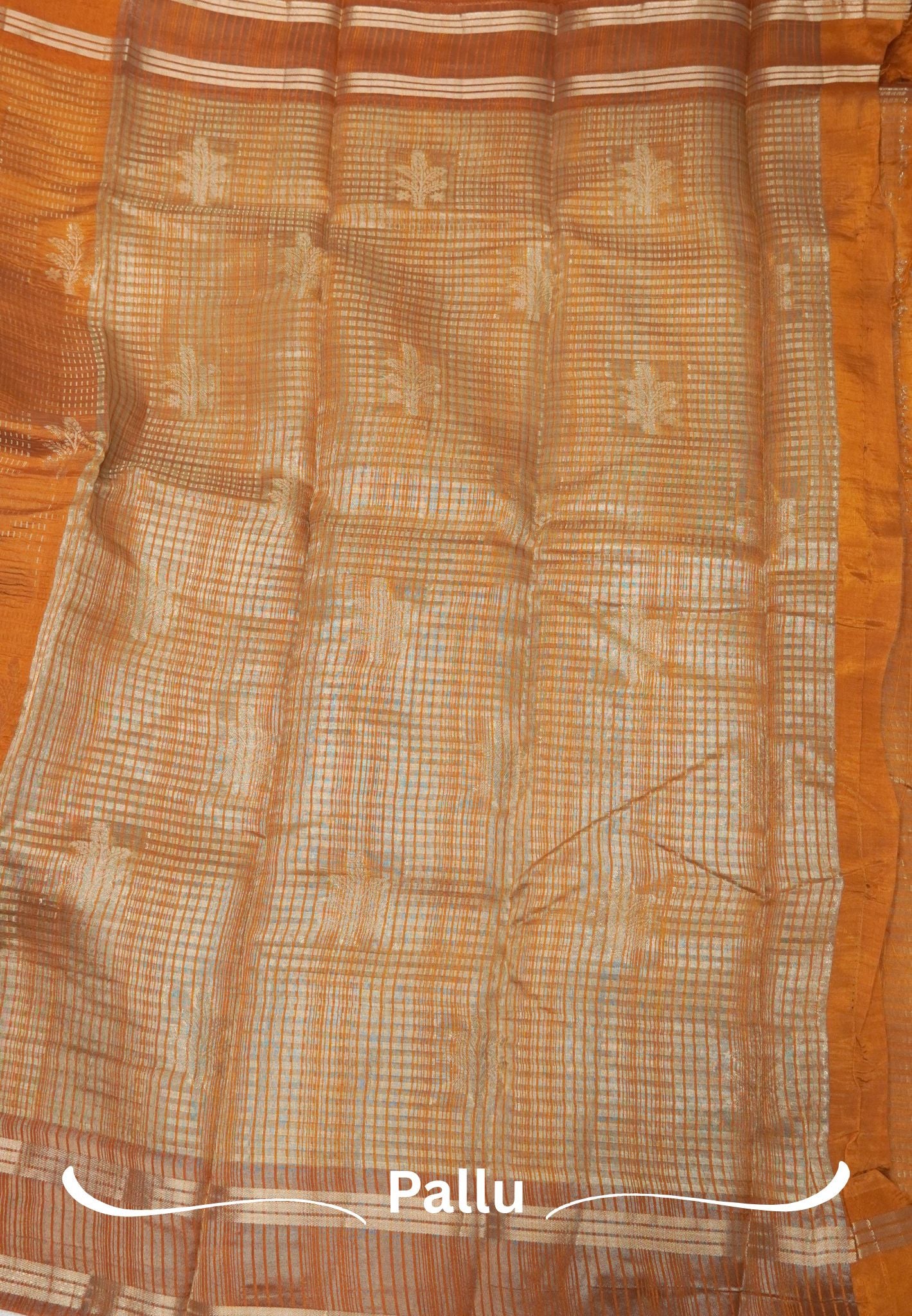 Semi Tussar Saree-Gold in RainDrop Zari with Retapet Border