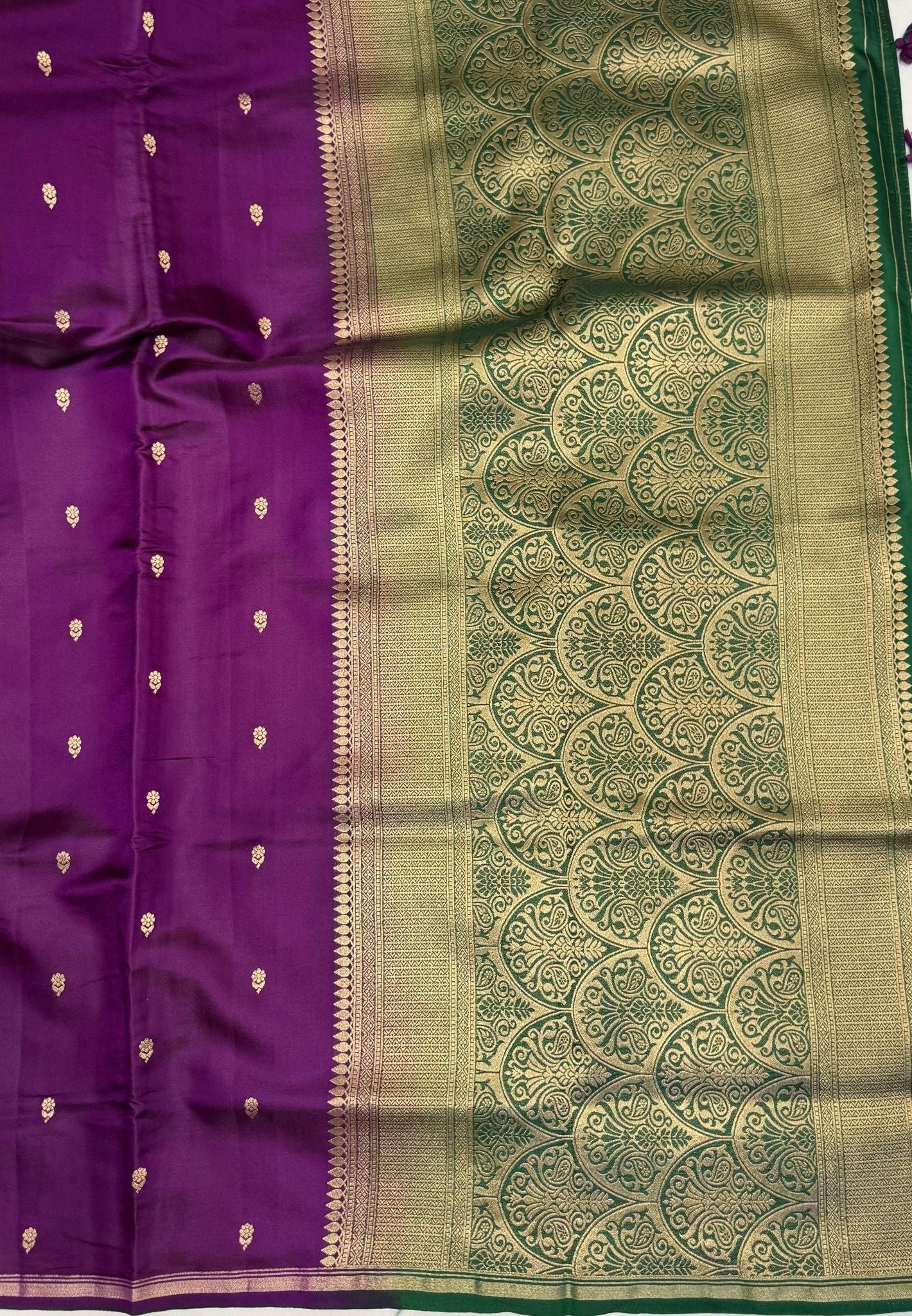 Gaji Silk Saree-Wine In Paisley Jaal Zari Border