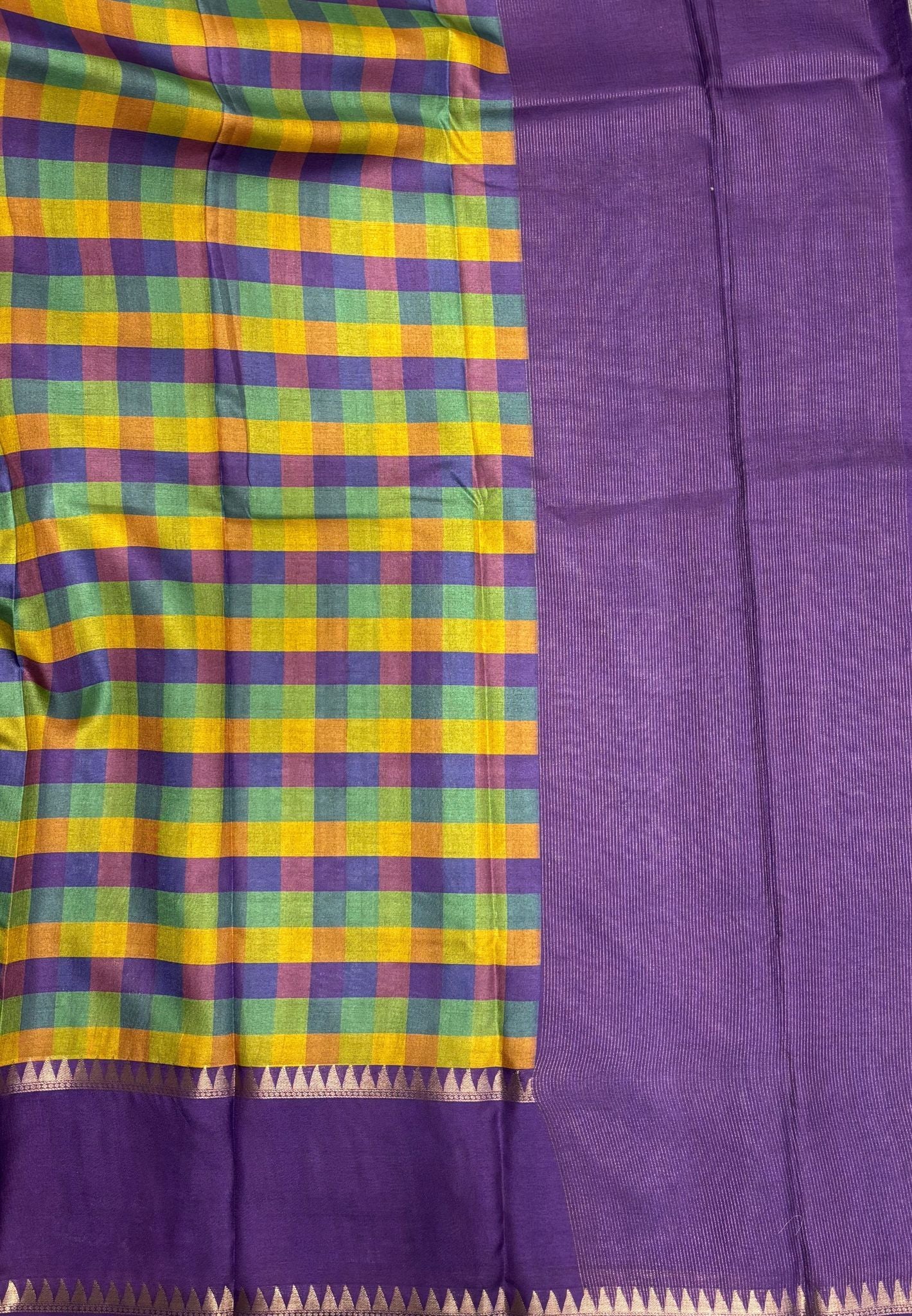 Soft Tussar Saree-Purple In Palum Pazhamum Border