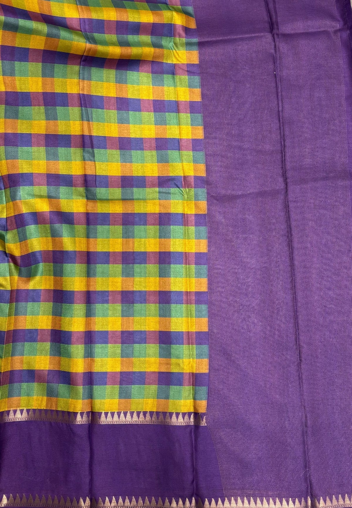 Soft Tussar Saree-Purple In Palum Pazhamum Border