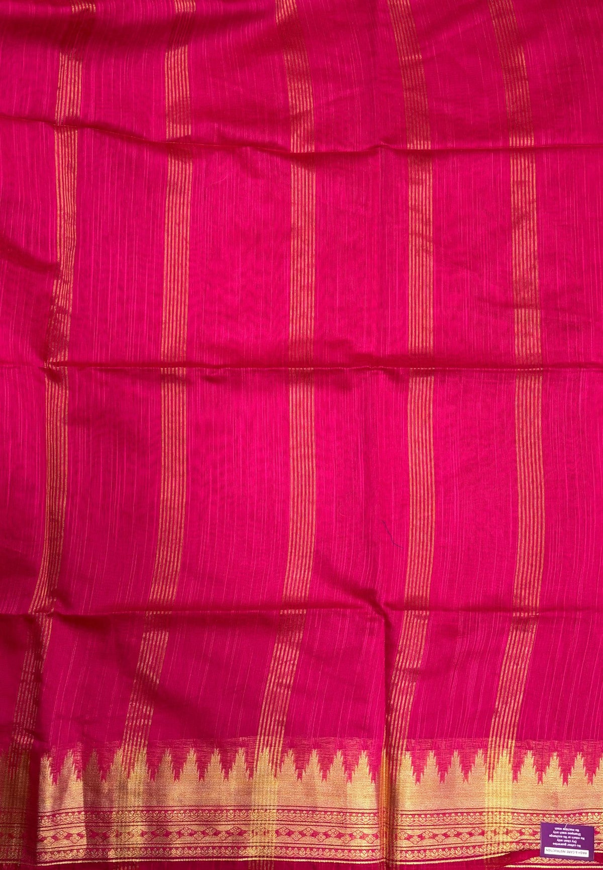 Handloom Silk Cotton Saree-Candy Pink in Temple Tower Zari Border