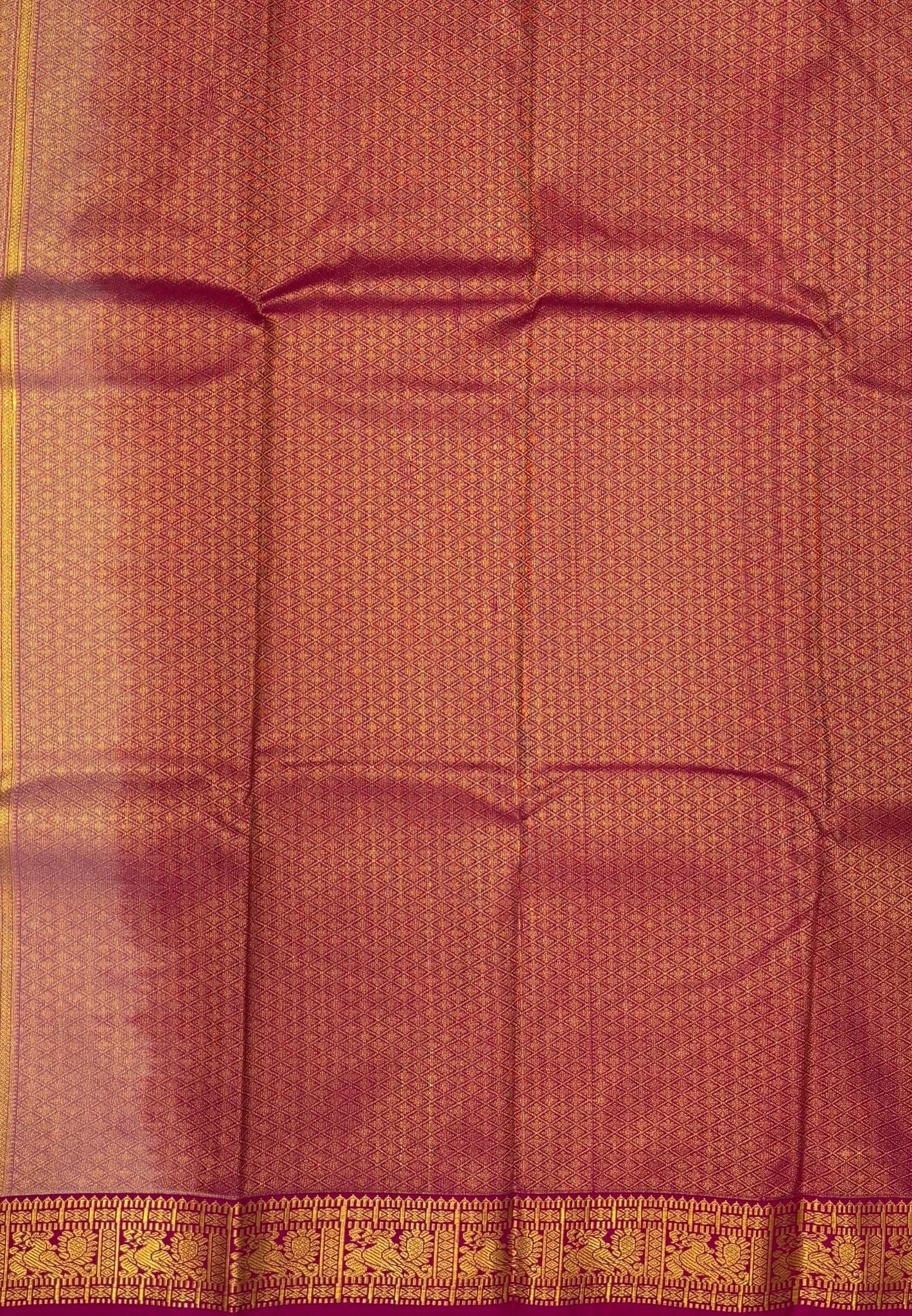 Budget Kanchipuram Saree-Water Blue In Floral Jaali Zari Border