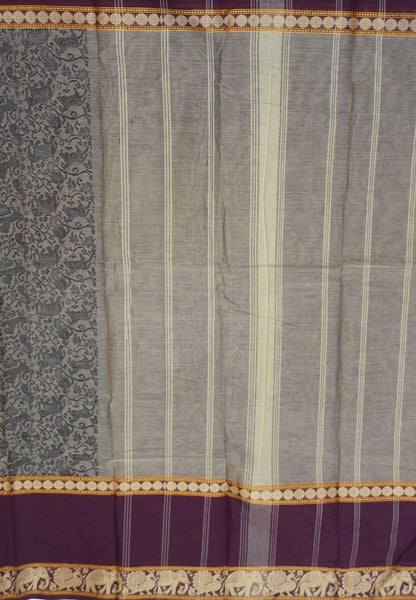 Chettinadu Cotton Saree-Maroon With Vanasingaram Patten