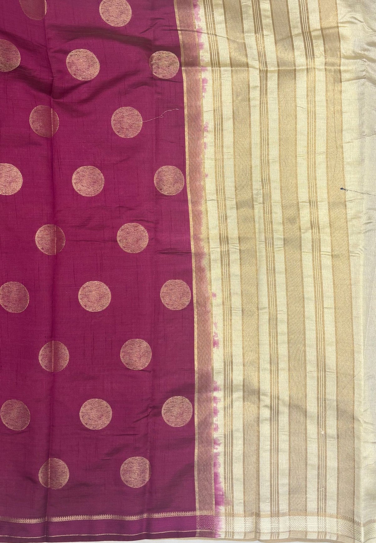 Soft Tussar saree-Wine With Round Motif