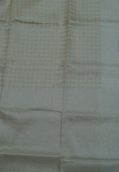Matka Tussar Saree-White with Zari Checks