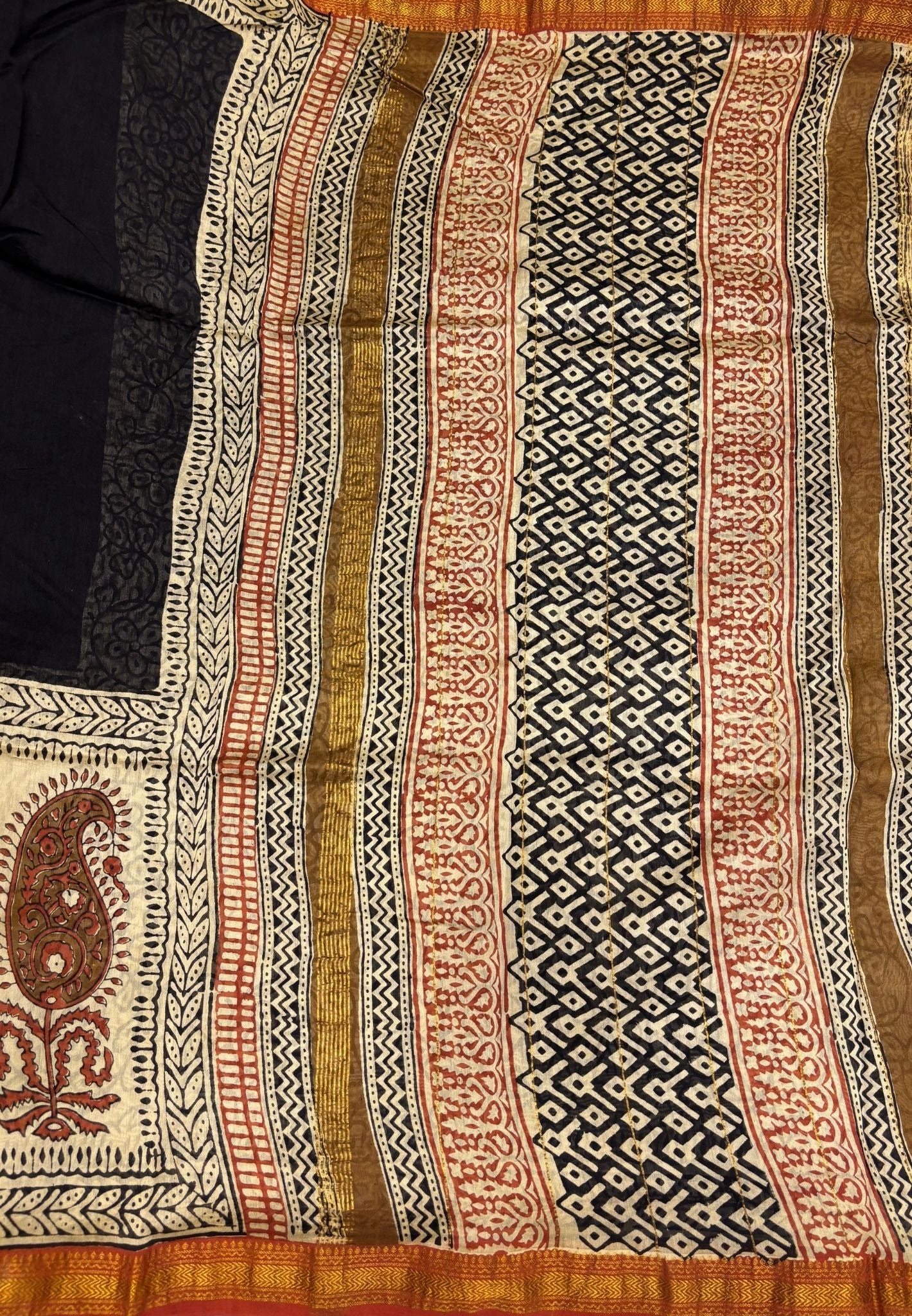 Pure Maheshwari Silk Cotton Saree-Black