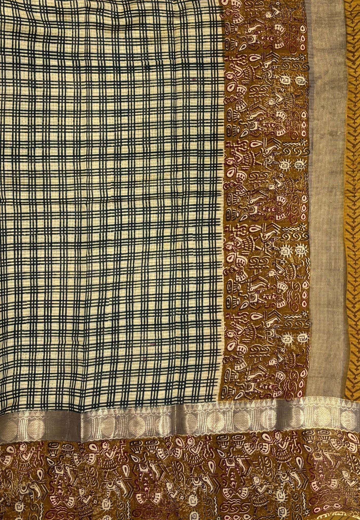 Pure Chanderi Saree-Dark Mustard In Linear Zari Border