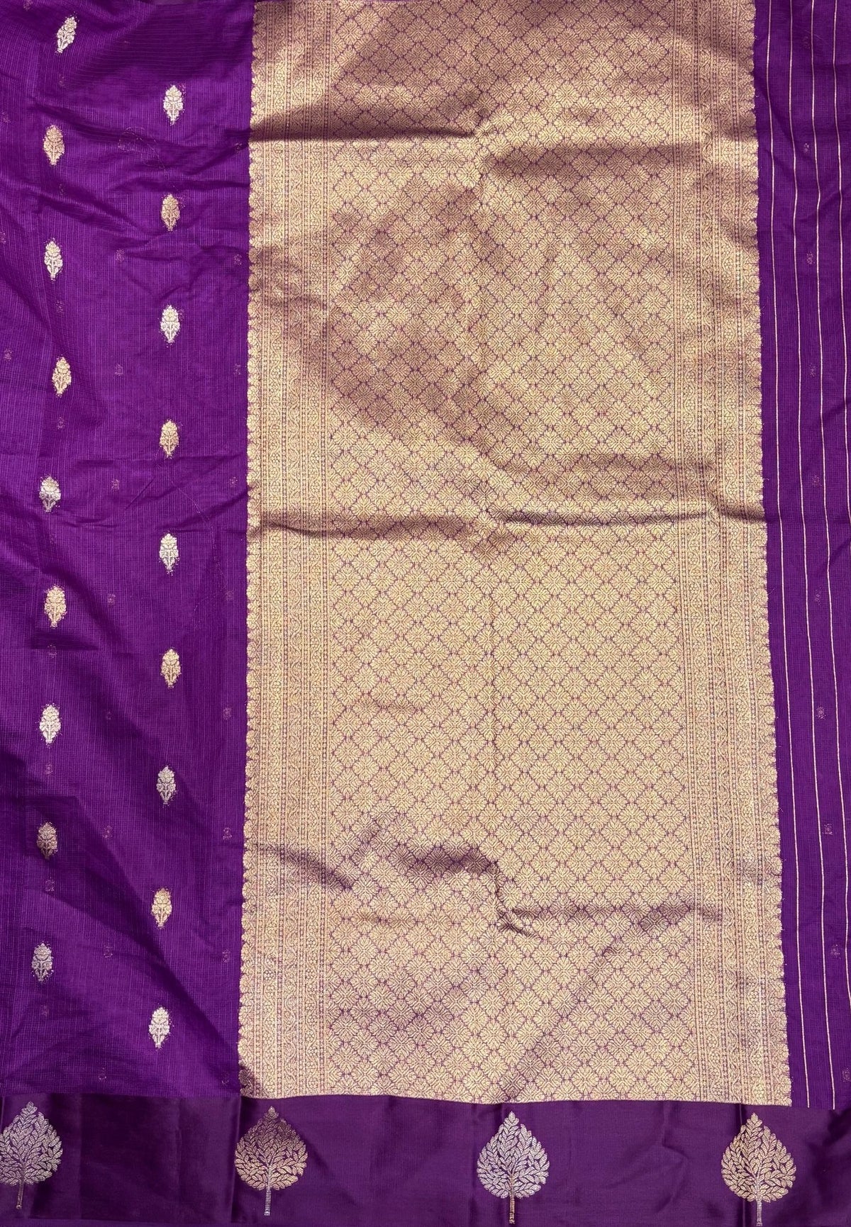 Art Silk Kota Saree-Purple In Geometric Zari Brocade Border