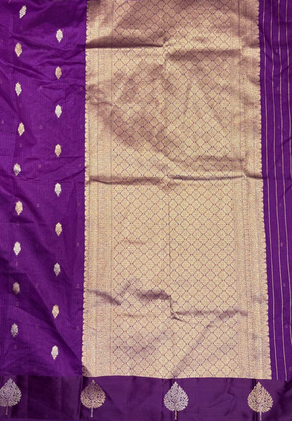 Art Silk Kota Saree-Purple In Geometric Zari Brocade Border