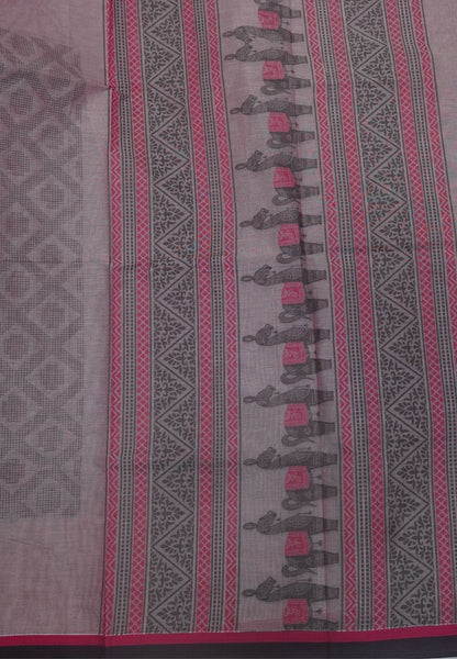 Cotton Saree-Coral Purple in Thread Work