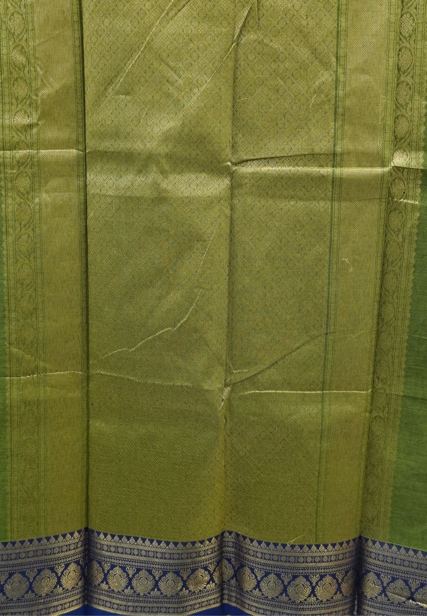 Chettinad Cotton Saree–Olive Green Vairaoosi