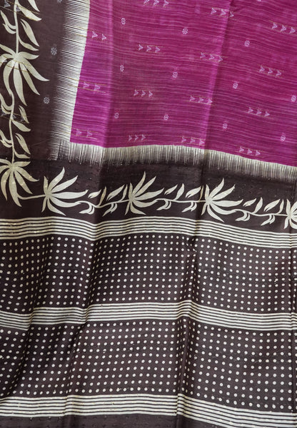 Tussar Saree- Magenta Pink
