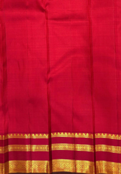 Pure Kanchipuram Silk Saree-Palum Pazhamum In Intricate Floral Motif with Contrast Border