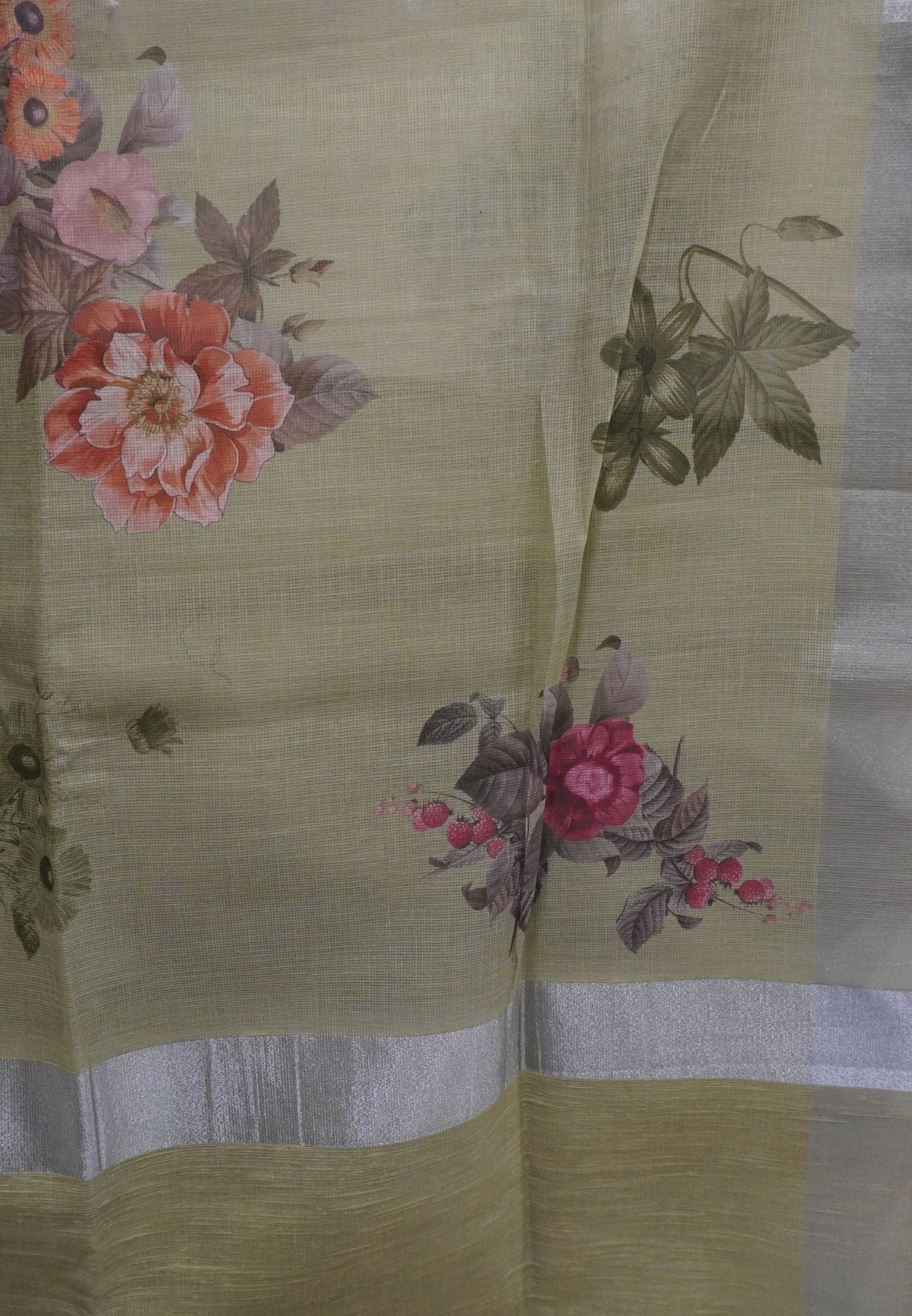 Kota Saree-Olive Green