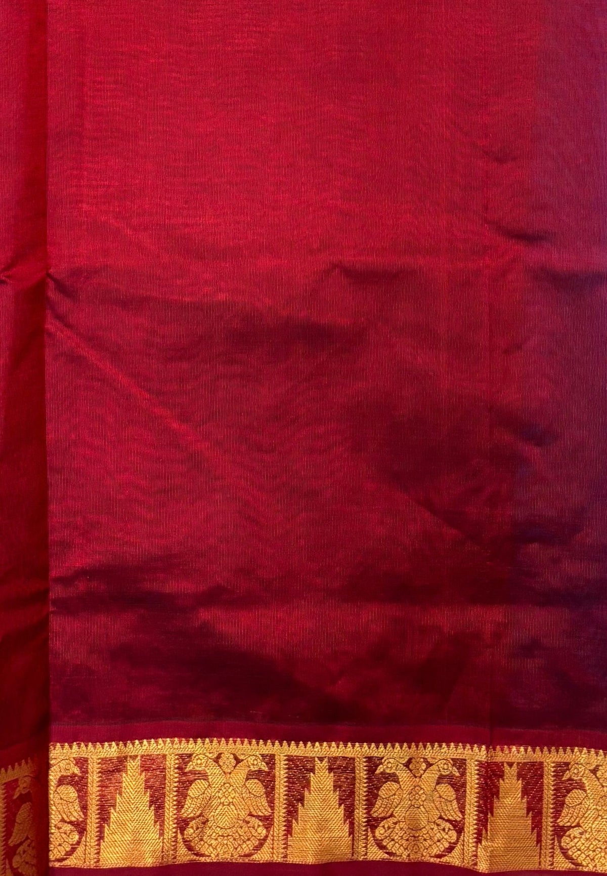 Silk Cotton Saree–Sulphate Blue-Maroon in Mini Buttas with Contrast Border